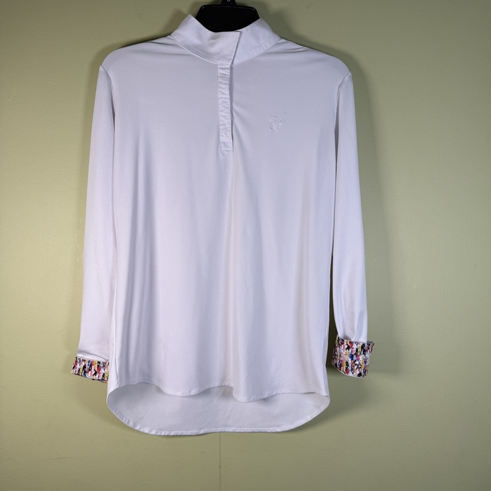 Ovation Women's Equestrian Riding Shirt Size 18 White Long Sleeve Snap Neck